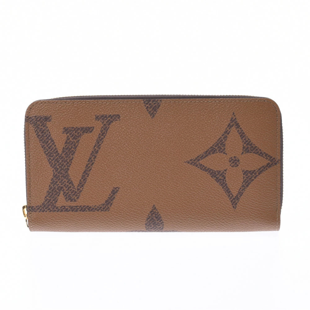 LOUIS VUITTON Monogram Giant Reverse Zippy Wallet Camel Brown Tan Long